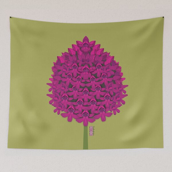 Item preview, Vibrant Art Deco Vintage style Fuchsia Pyramidal Orchid Botany Illustration Design designed and sold by Vicky Anne Vaughan.