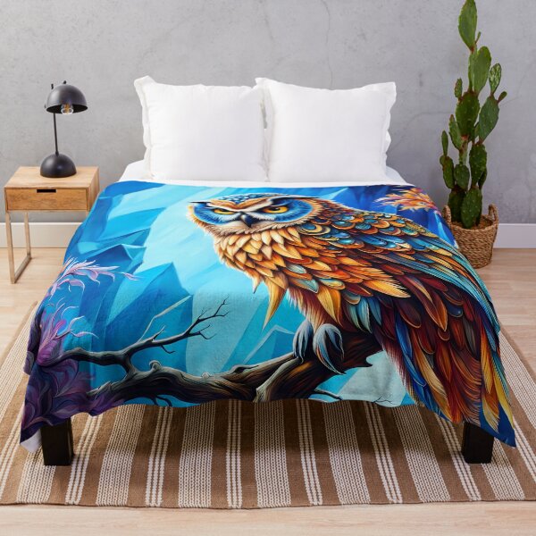 Item preview, Blue Gold Owl, Ai Generated Art designed and sold by ACC .