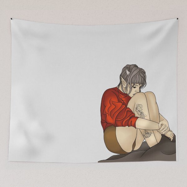 Item preview, Contemplative Elf Girl with Tattoos Art designed and sold by lavavamp.