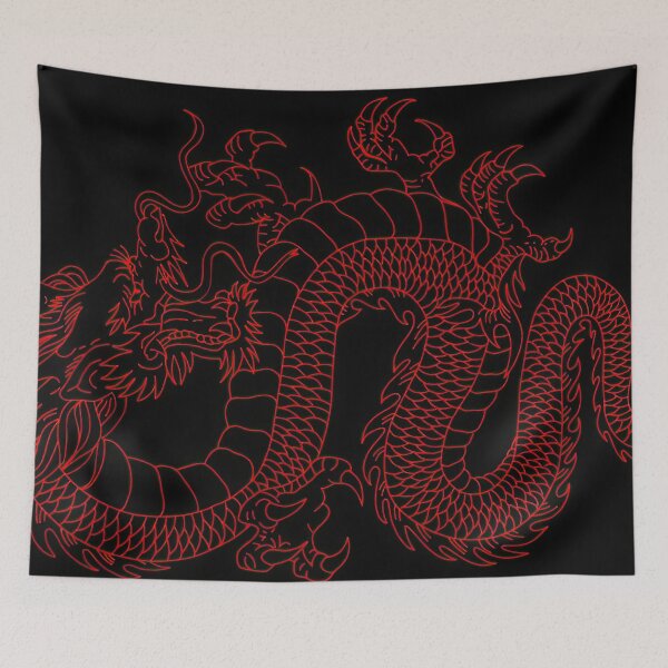 Item preview, Red Black Neon Japanese Dragon designed and sold by momosstyle.