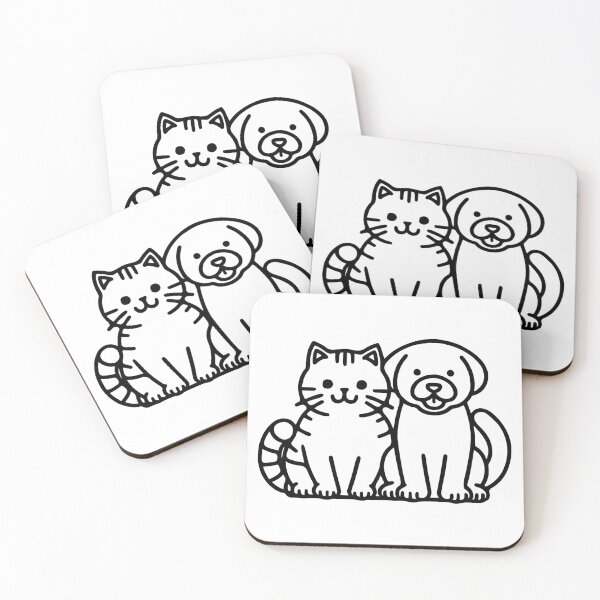 Item preview, Cat & Dog line art drawings  designed and sold by spyduckz.