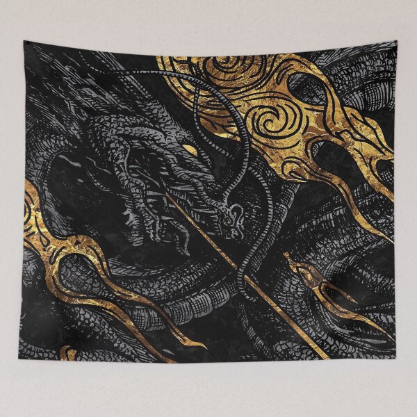 Item preview, Gothic Japanese Dragon Black & Gold designed and sold by momosstyle.