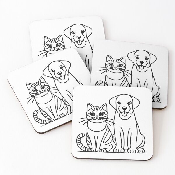 Item preview, Cat & Dog line art drawings  designed and sold by spyduckz.