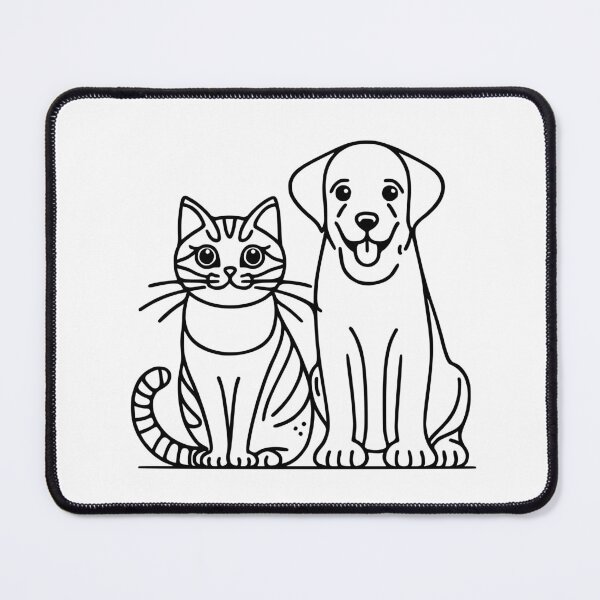 Item preview, Cat & Dog line art drawings designed and sold by spyduckz.