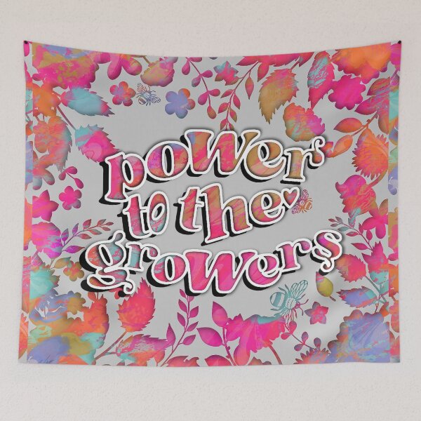 Item preview, Sabrina Farmer Art -  Power to the Growers - Flower Power on gray designed and sold by sabrinart42.