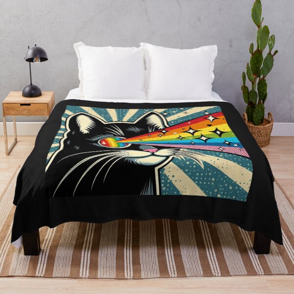 Item preview, Retro Rainbow Eyes Black Cat designed and sold by PatternInArt.