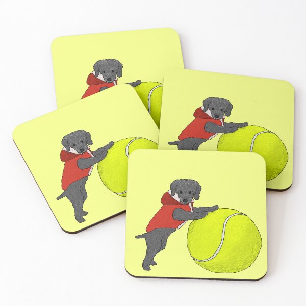 Item preview, Scribble Black Poodle with Giant Tennis Ball designed and sold by KMH-Artwork.