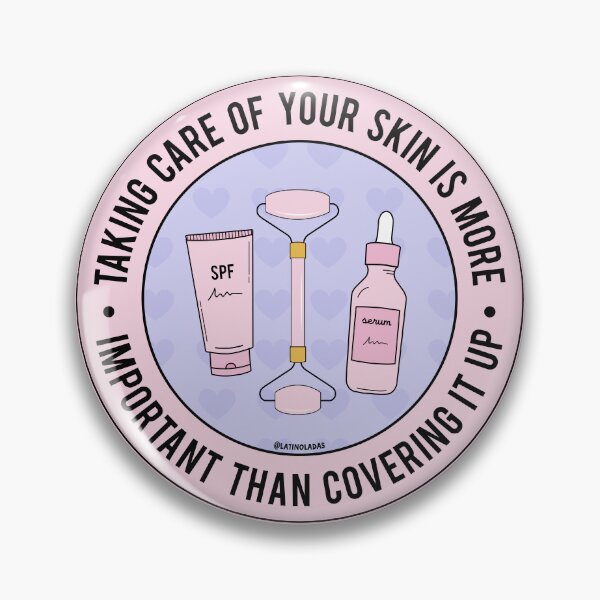 Item preview, Taking care of your skin is more important than covering it up / Skincare Routine in Pastel Pink Purple Quartz Face Roller Serum SPF Sunscreen designed and sold by Latinoladas.