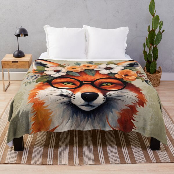 Item preview, Fancy Fox Wearing Glasses and a Flower Crown designed and sold by Glimmersmith.