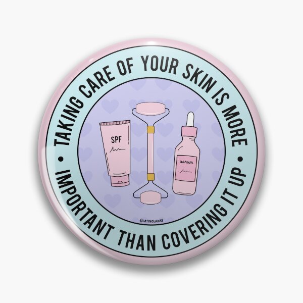 Item preview, Taking care of your skin is more important than covering it up / Trendy Skincare Beauty Routine in Pastel Purple Blue Face Roller Serum SPF Sunscreen designed and sold by Latinoladas.