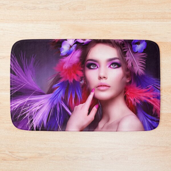 Item preview, Beautiful fantasy girl with feather headdress in pink designed and sold by Photopat.