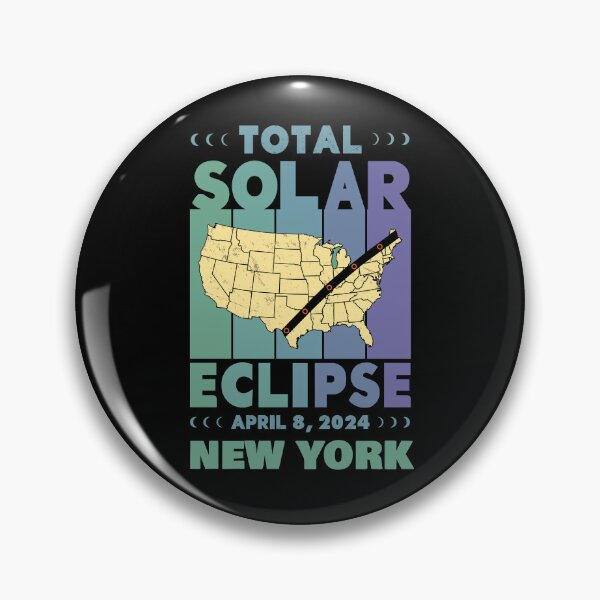 Item preview, New York Total Solar Eclipse with MAP - in Green and Blue Hues 2024 April 8 designed and sold by EmeraldeaArt.
