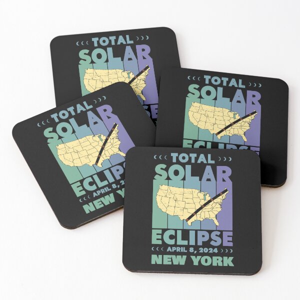 Item preview, New York Total Solar Eclipse with MAP - in Green and Blue Hues 2024 April 8 designed and sold by EmeraldeaArt.