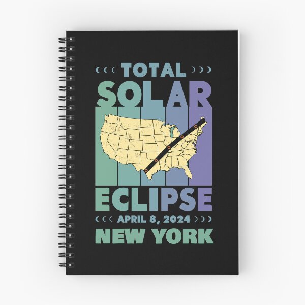Item preview, New York Total Solar Eclipse with MAP - in Green and Blue Hues 2024 April 8 designed and sold by EmeraldeaArt.