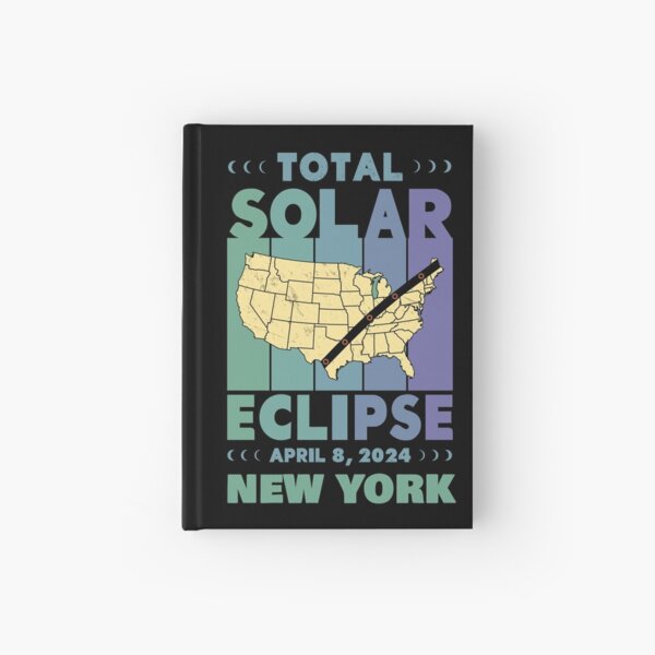 Item preview, New York Total Solar Eclipse with MAP - in Green and Blue Hues 2024 April 8 designed and sold by EmeraldeaArt.