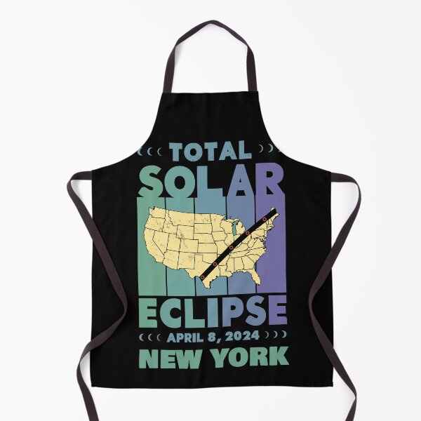Item preview, New York Total Solar Eclipse with MAP - in Green and Blue Hues 2024 April 8 designed and sold by EmeraldeaArt.
