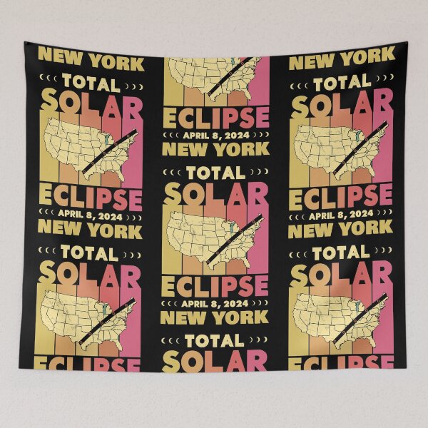 Item preview, New York Total Solar Eclipse with MAP - in Sun Hues 2024 April 8 designed and sold by EmeraldeaArt.