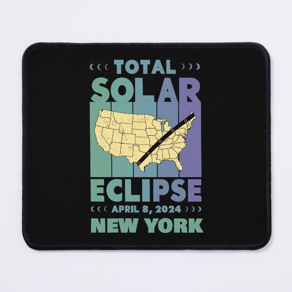 Item preview, New York Total Solar Eclipse with MAP - in Green and Blue Hues 2024 April 8 designed and sold by EmeraldeaArt.