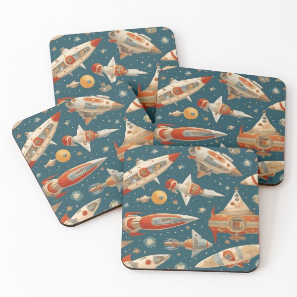 Item preview, Spaceships painted in vintage style designed and sold by Working-Woman.