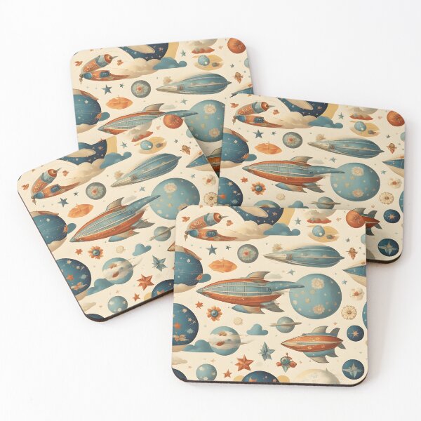 Item preview, Spaceships painted in vintage style designed and sold by Working-Woman.