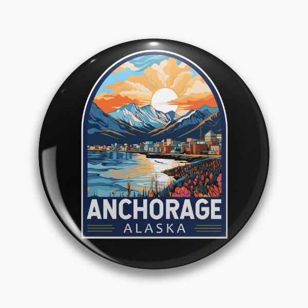 Item preview, Emblema del arte de viajes de Anchorage, Alaska designed and sold by KrisSidDesigns.