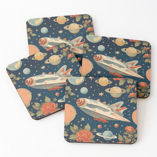 Item preview, Spaceships painted in vintage style designed and sold by Working-Woman.