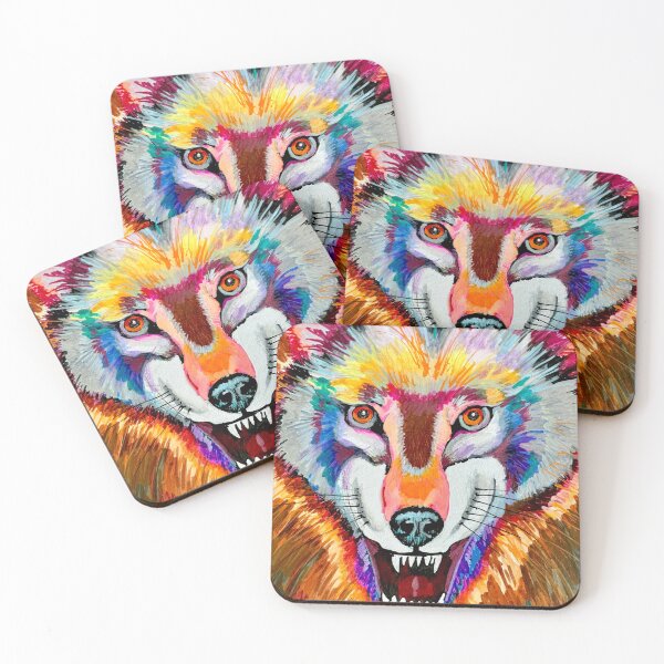 Item preview, Eye stopping wolf art.  Make a statement with the beauty and sheer power of this unique and colorful image of a wolf. designed and sold by Michael Grant.