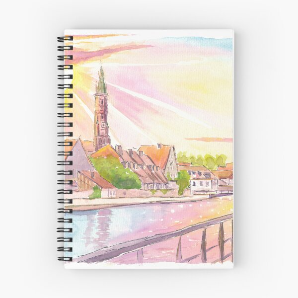 Item preview, Landshut Bavaria Watercolor Scene of Cityview with Isar River designed and sold by artshop77.