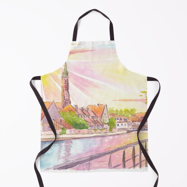 Item preview, Landshut Bavaria Watercolor Scene of Cityview with Isar River designed and sold by artshop77.