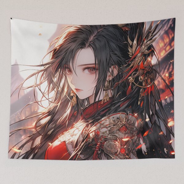 Item preview, Crimson Onyx Warrior Anime Girl designed and sold by bubblegoth.