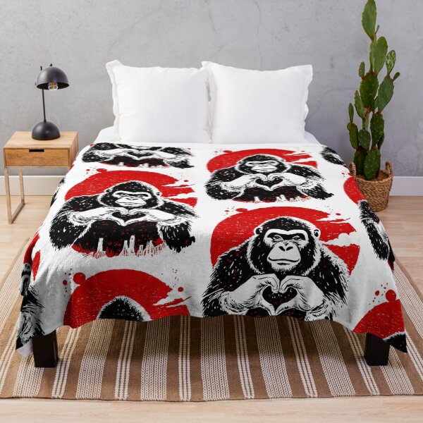 Item preview, Innocent Gorilla Making Heart Gesture - Red and Black Illustration designed and sold by ironpalette.