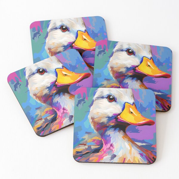 Artikelvorschau, Ente mit Brille Porträts Kunst. Tier bunt. Tierkissen. entworfen und verkauft von formform.