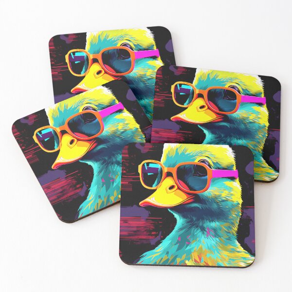 Item preview, duck wearing glasses portraits art. animal colorful. Animal throw pillow.  designed and sold by formform.