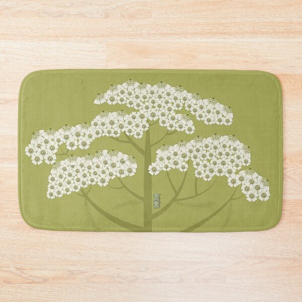 Item preview, Cream Yarrow Flowers on Lime Green Background- Art Deco Serenity Art, Gifts and Home Decor designed and sold by Vicky Anne Vaughan.