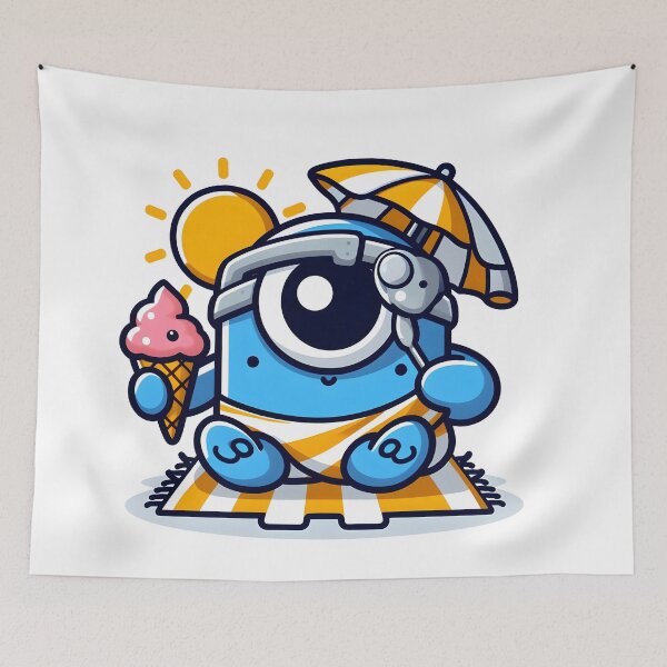 Item preview, Kawaii Sunny Cyclops With A Beach Towel Eating Ice Cream designed and sold by CanvasCutie.
