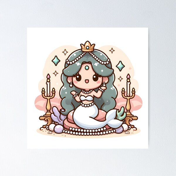 Item preview, Kawaii Enchanting Siren: Sporting A Pearl Necklace designed and sold by CanvasCutie.