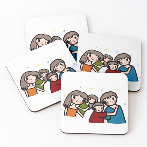 Item preview, Happy together. Portrait of cheerful multiracial family of four - mom, dad, son and toddler daughter looking to each other and laughing. designed and sold by olivepine69.