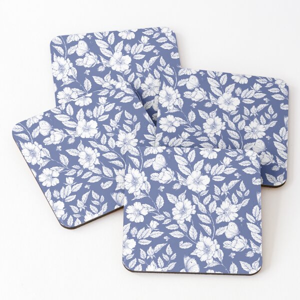 Item preview, Wild Roses on blue designed and sold by Theodora Gould.