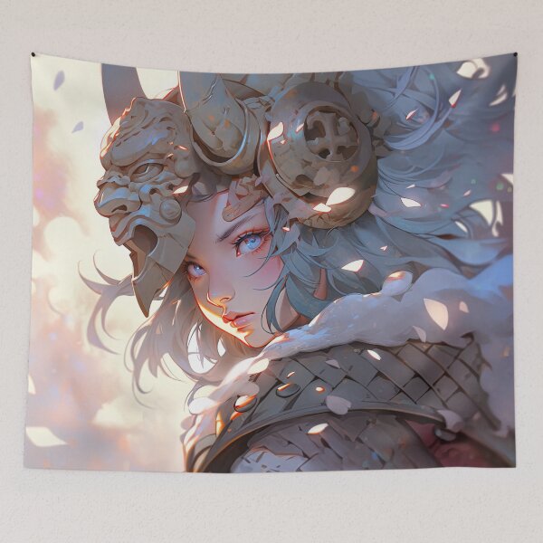 Item preview, Ethereal Horned Fantasy Warrior Anime Girl designed and sold by bubblegoth.