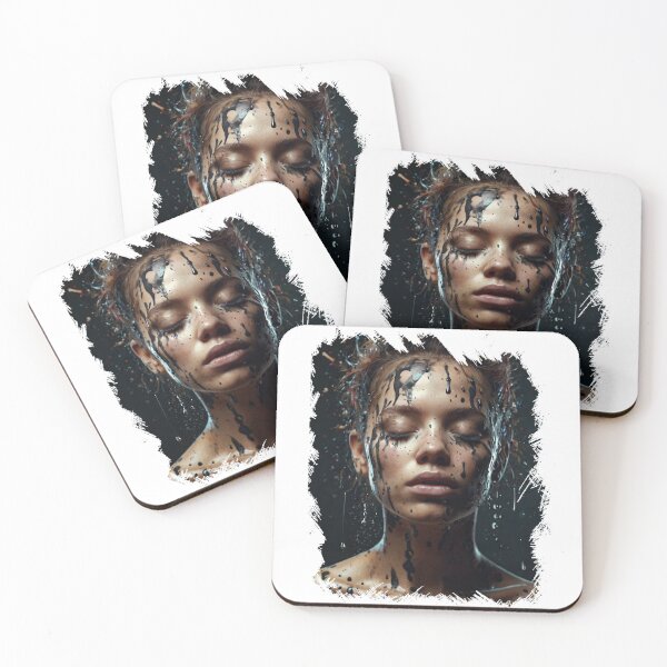 Item preview, Close-up portrait of beautiful woman with creative art with paint splash designed and sold by AiPoliviosArt.