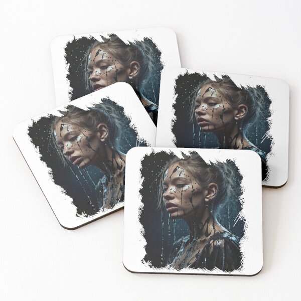 Item preview, Close-up portrait of beautiful woman with creative art with paint splash designed and sold by AiPoliviosArt.