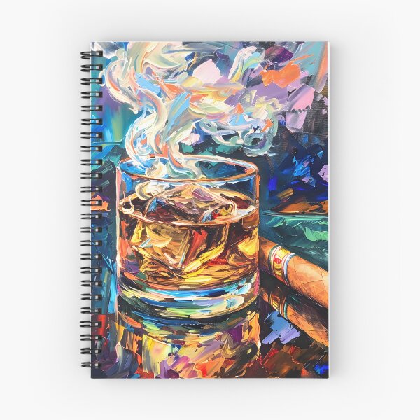 Artikelvorschau, Canvas Symphony – Erkundung kräftiger Farbtöne und lockerer Pinselstriche in Whisky- und Zigarrenbrillanz entworfen und verkauft von OlfactoART Studio.