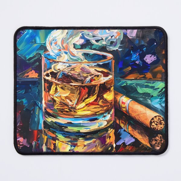 Artikelvorschau, Canvas Symphony – Erkundung kräftiger Farbtöne und lockerer Pinselstriche in Whisky- und Zigarrenbrillanz entworfen und verkauft von OlfactoART Studio.