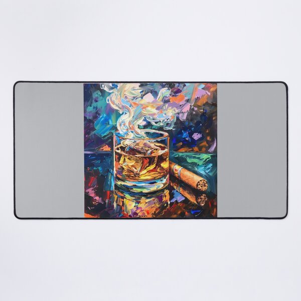 Item preview, Canvas Symphony- Exploring Bold Hues and Loose Brushstrokes in Whiskey and Cigar Brilliance designed and sold by OlfactoART Studio.