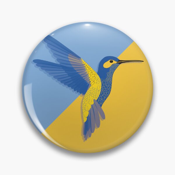Item preview, HUMMINGBIRD BLUE YELLOW designed and sold by RoundRainbow.