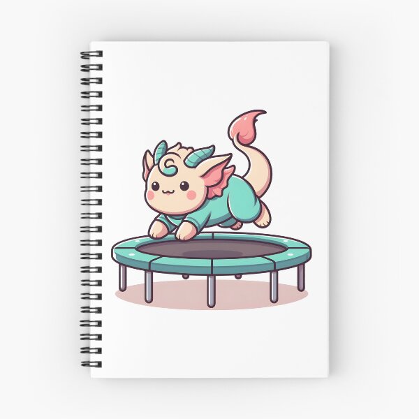 Item preview, Kawaii Delightful Chimera With Jumpsuit Bouncing On A Trampoline designed and sold by CanvasCutie.