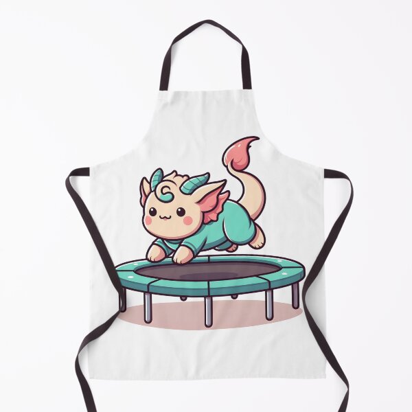 Item preview, Kawaii Delightful Chimera With Jumpsuit Bouncing On A Trampoline designed and sold by CanvasCutie.