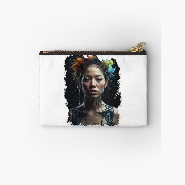 Item preview, Close-up portrait of beautiful woman with creative art with paint splash designed and sold by AiPoliviosArt.