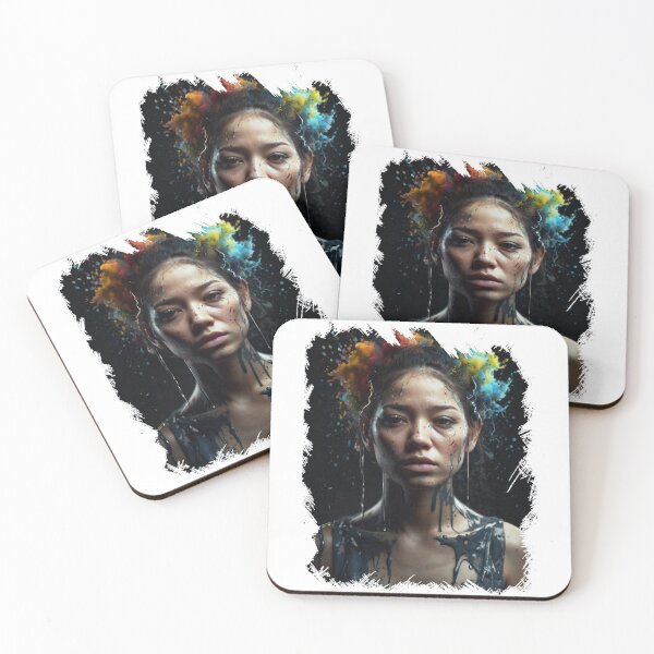 Item preview, Close-up portrait of beautiful woman with creative art with paint splash designed and sold by AiPoliviosArt.