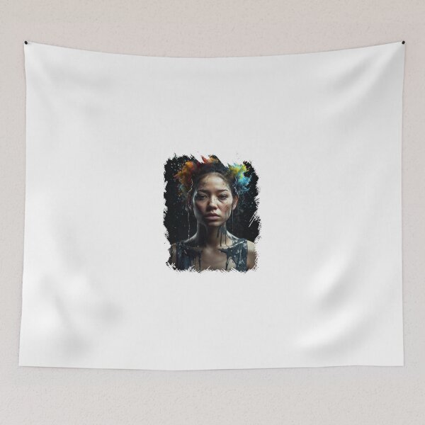 Item preview, Close-up portrait of beautiful woman with creative art with paint splash designed and sold by AiPoliviosArt.